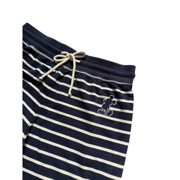 NWT Disney Mickey Mouse Navy White Striped Pajama Lounge Pants Sz Small - Picture 2 of 6